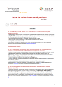 LETTRE D’INFORMATION DE LA RECHERCHE EN SANTÉ PUBLIQUE